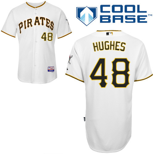 Jared Hughes #48 MLB Jersey-Pittsburgh Pirates Men's Authentic Home White Cool Base Baseball Jersey